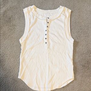 We the free Sleeveless White/cream Ribbed Henley Tank Top Sz XL